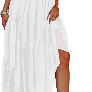 Women's Boho Maxi Skirt Asymmetric High-Low Hem One Size