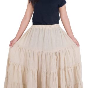Women's Cotton Maxi Skirt Ruffle Full Circle One Size