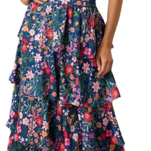 Women's Floral Maxi Skirt Summer Boho High Waist One Size