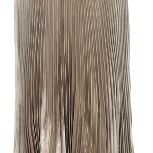 Women's Satin Metallic Pleated Maxi Skirt One Size