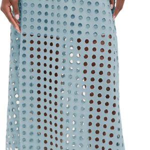 Women's Cotton Eyelet Maxi Skirt Beach Casual One Size