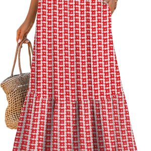 Women's Floral Maxi Skirt Boho High Waist with Pockets One Size