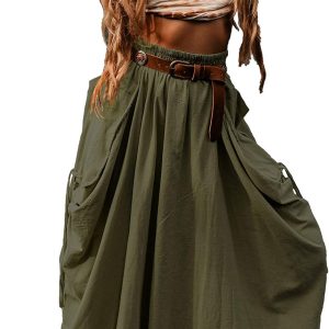 Women's Maxi Boho Skirt Cotton Hippie with Pockets One Size
