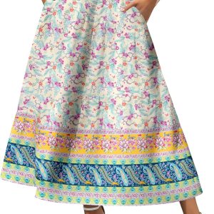 Women's Boho Midi Skirt Elastic High Waist Asymmetric One Size