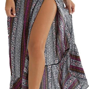 Women's Boho Asymmetrical Maxi Skirt Tie-Up One Size